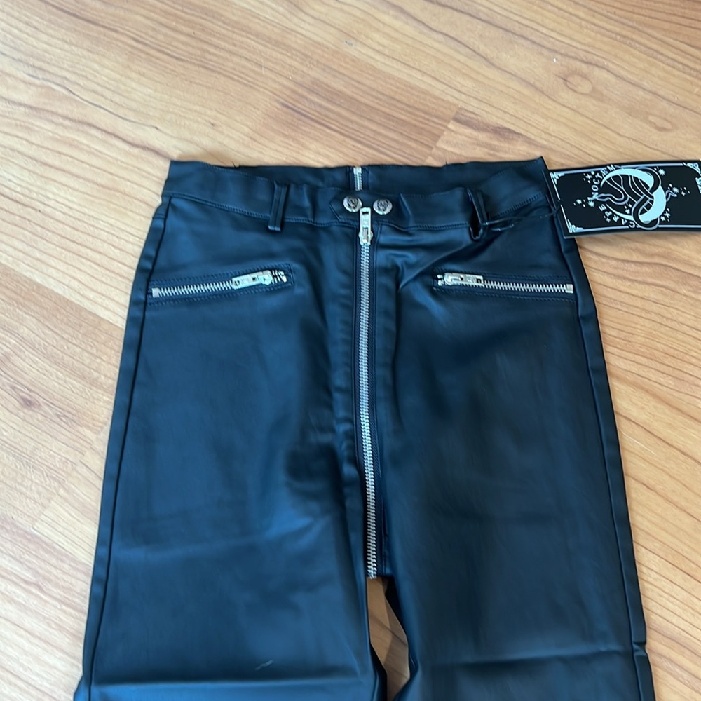 Killstar Larissa Coated Trousers S faux leather pants NWT